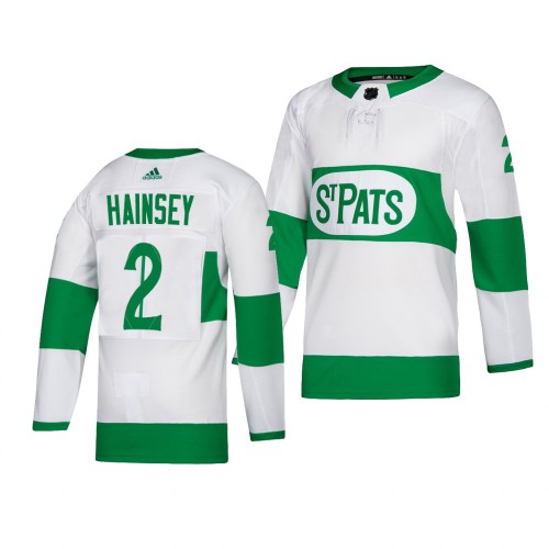 Maple Toronto Maple Leafs #2 Ron Hainsey adidas White 2019 St. Patrick's Day Authentic Player Stitched Jersey Men's