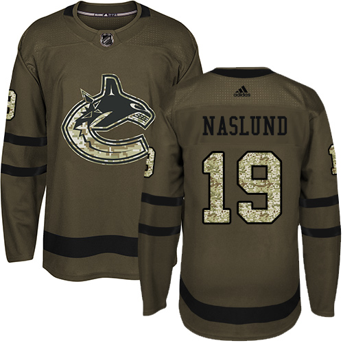 Adidas Vancouver Canucks #19 Markus Naslund Green Salute to Service Stitched Jersey Men's