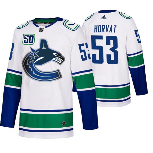 Vancouver Vancouver Canucks #53 Bo Horvat 50th Anniversary Men's White 2019-20 Away Authentic Jersey Men's