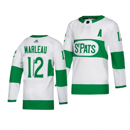 Maple Toronto Maple Leafs #12 Patrick Marleau adidas White 2019 St. Patrick's Day Authentic Player Stitched Jersey Men's