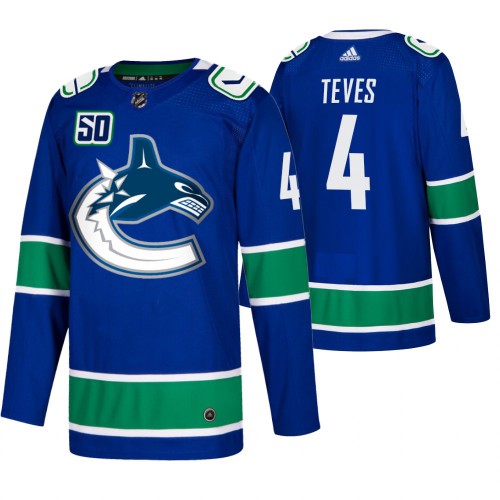 Men's Vancouver Vancouver Canucks #4 Josh Teves Adidas Blue 2019-20 Home Authentic Jersey Men's