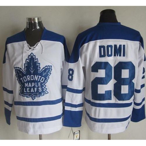 Maple Toronto Maple Leafs #28 Tie Domi White CCM Throwback Winter Classic Stitched Jersey Men's
