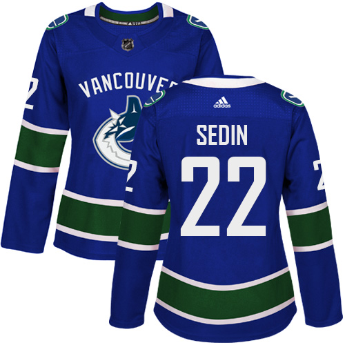 Adidas Vancouver Canucks #22 Daniel Sedin Blue Home Authentic Women's Stitched Jersey Womens