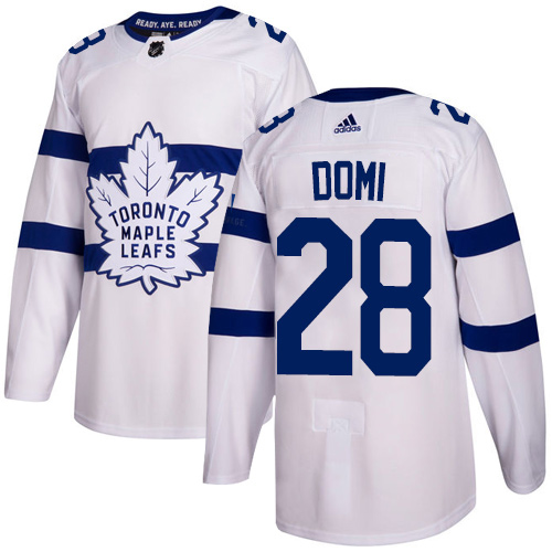 Adidas Maple Toronto Maple Leafs #28 Tie Domi White Authentic 2018 Stadium Series Stitched Jersey Men's
