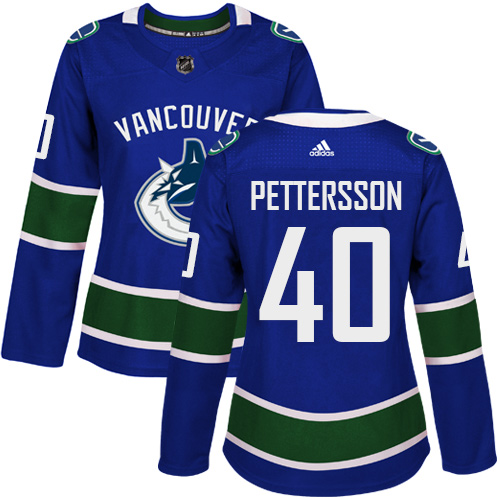 Adidas Vancouver Canucks #40 Elias Pettersson Blue Home Authentic Women's Stitched Jersey Womens