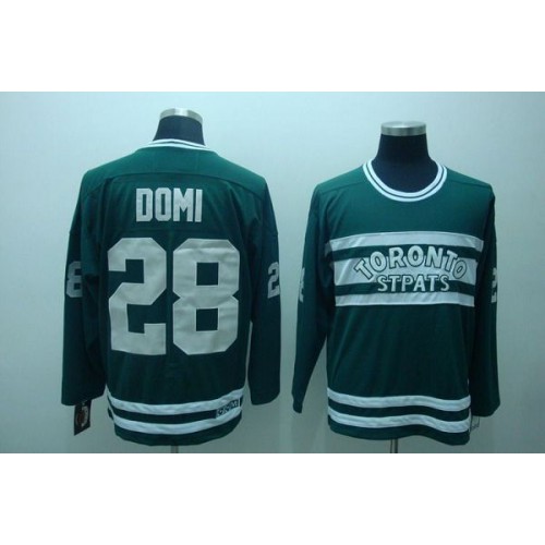 Maple Toronto Maple Leafs #28 Tie Domi Stitched Green CCM Throwback Jersey Men's