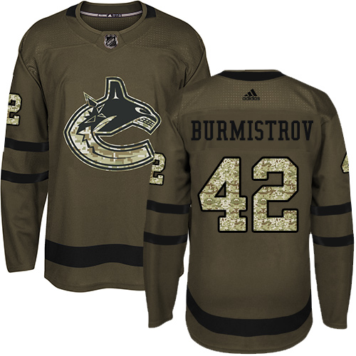 Adidas Vancouver Canucks #42 Alex Burmistrov Green Salute to Service Stitched Jersey Men's