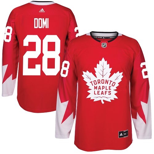 Adidas Maple Toronto Maple Leafs #28 Tie Domi Red Team Canada Authentic Stitched Jersey Men's