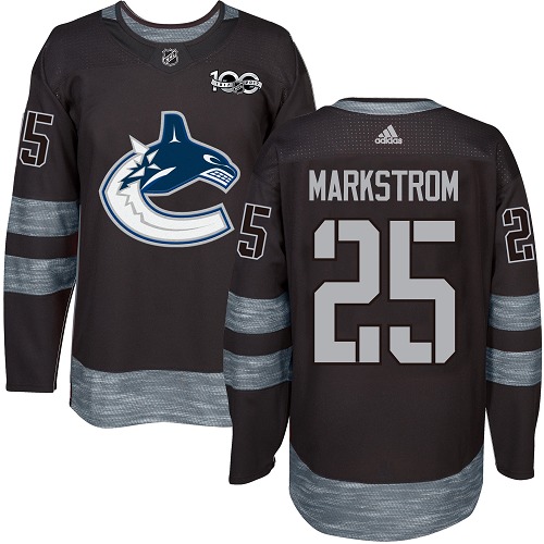 Adidas Vancouver Canucks #25 Jacob Markstrom Black 1917-2017 100th Anniversary Stitched Jersey Men's