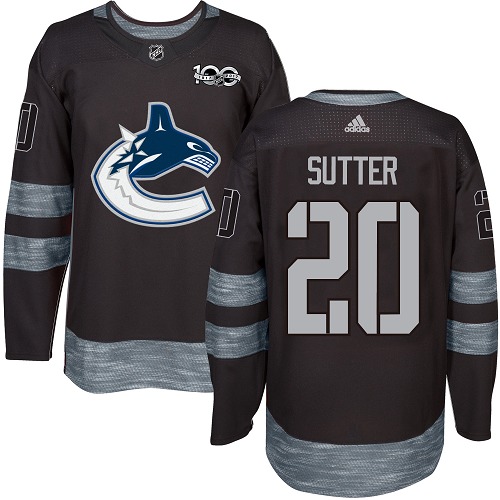 Adidas Vancouver Canucks #20 Brandon Sutter Black 1917-2017 100th Anniversary Stitched Jersey Men's