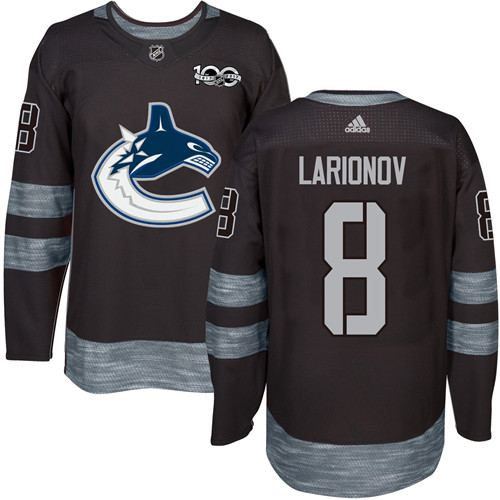 Adidas Vancouver Canucks #8 Igor Larionov Black 1917-2017 100th Anniversary Stitched Jersey Men's