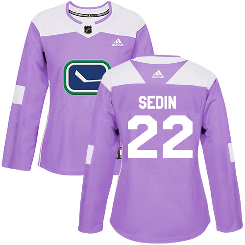 Adidas Vancouver Canucks #22 Daniel Sedin Purple Authentic Fights Cancer Women's Stitched Jersey Womens