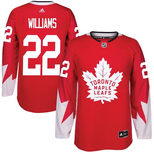Adidas Maple Toronto Maple Leafs #22 Tiger Williams Red Team Canada Authentic Stitched Jersey Men's