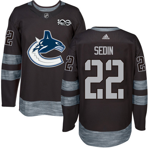 Adidas Vancouver Canucks #22 Daniel Sedin Black 1917-2017 100th Anniversary Stitched Jersey Men's