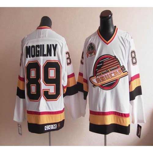 Vancouver Canucks #89 Alexander Mogilny Stitched White CCM Throwback Jersey Men's