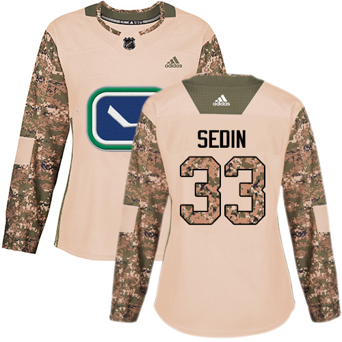 Adidas Vancouver Canucks #33 Henrik Sedin Camo Authentic 2017 Veterans Day Women's Stitched Jersey Womens