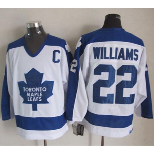 Maple Toronto Maple Leafs #22 Tiger Williams White/Blue CCM Throwback Stitched Jersey Men's