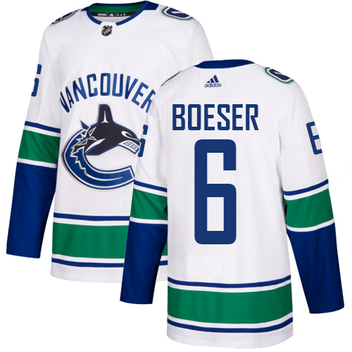 Adidas Vancouver Canucks #6 Brock Boeser White Road Authentic Stitched Jersey Men's