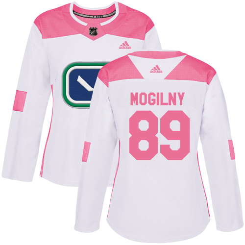 Adidas Vancouver Canucks #89 Alexander Mogilny White/Pink Authentic Fashion Women's Stitched Jersey Womens
