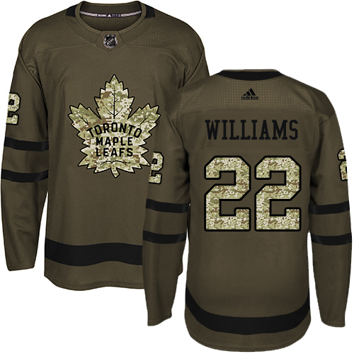 Adidas Maple Toronto Maple Leafs #22 Tiger Williams Green Salute to Service Stitched Jersey Men's