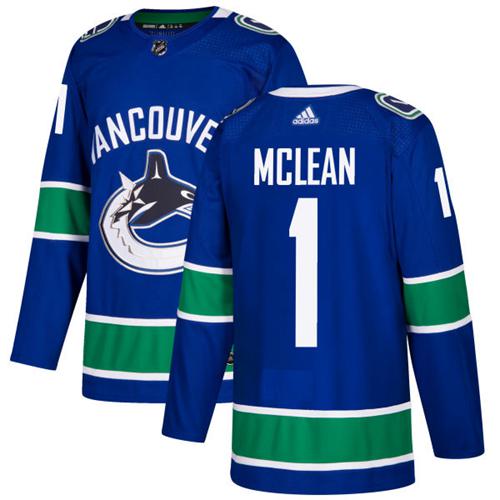 Adidas Vancouver Canucks #1 Kirk Mclean Blue Home Authentic Stitched Jersey Men's