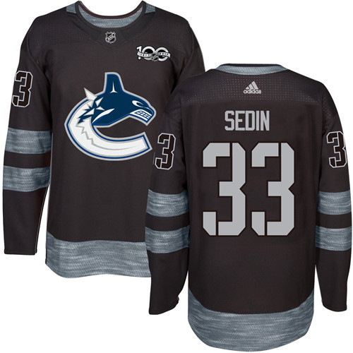 Adidas Vancouver Canucks #33 Henrik Sedin Black 1917-2017 100th Anniversary Stitched Jersey Men's