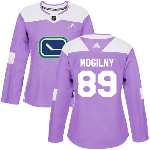 Adidas Vancouver Canucks #89 Alexander Mogilny Purple Authentic Fights Cancer Women's Stitched Jersey Womens