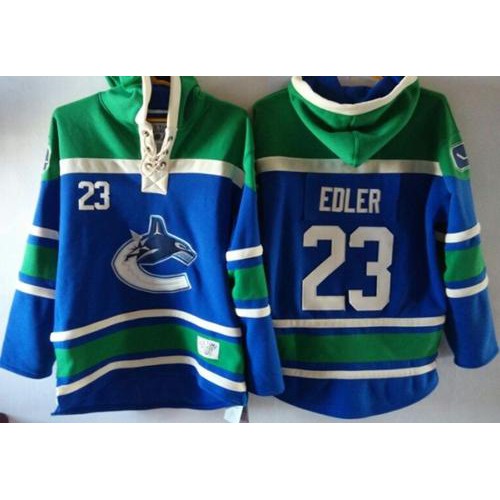 Vancouver Canucks #23 Alexander Edler Blue Sawyer Hooded Sweatshirt Stitched Jersey Men's