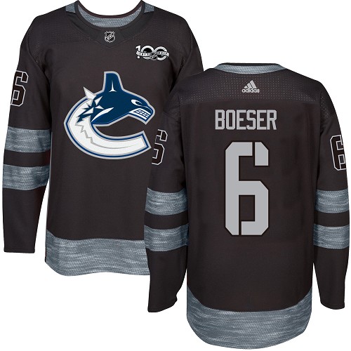 Adidas Vancouver Canucks #6 Brock Boeser Black 1917-2017 100th Anniversary Stitched Jersey Men's