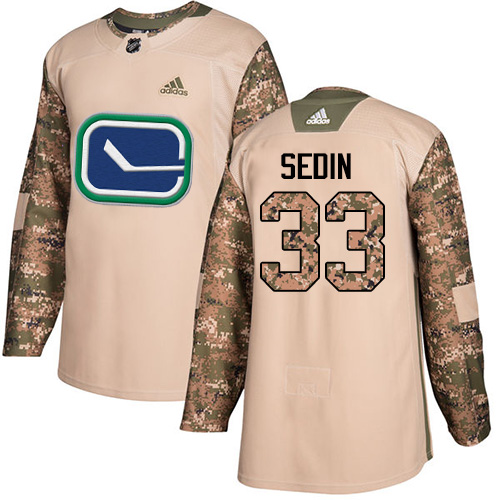 Adidas Vancouver Canucks #33 Henrik Sedin Camo Authentic 2017 Veterans Day Stitched Jersey Men's