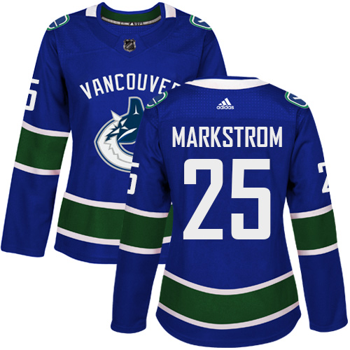 Adidas Vancouver Canucks #25 Jacob Markstrom Blue Home Authentic Women's Stitched Jersey Womens