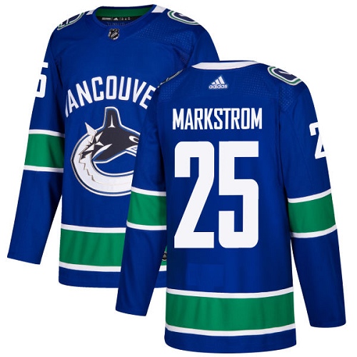 Adidas Vancouver Canucks #25 Jacob Markstrom Blue Home Authentic Youth Stitched Jersey Youth