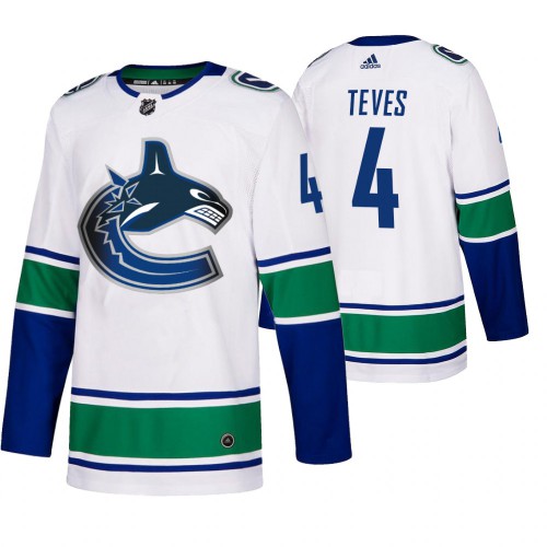 Vancouver Vancouver Canucks #4 Josh Teves 50th Anniversary Men's White 2019-20 Away Authentic Jersey Men's