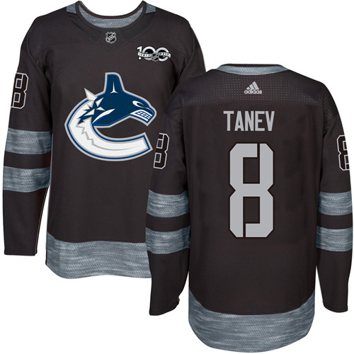 Adidas Vancouver Canucks #8 Christopher Tanev Black 1917-2017 100th Anniversary Stitched Jersey Men's