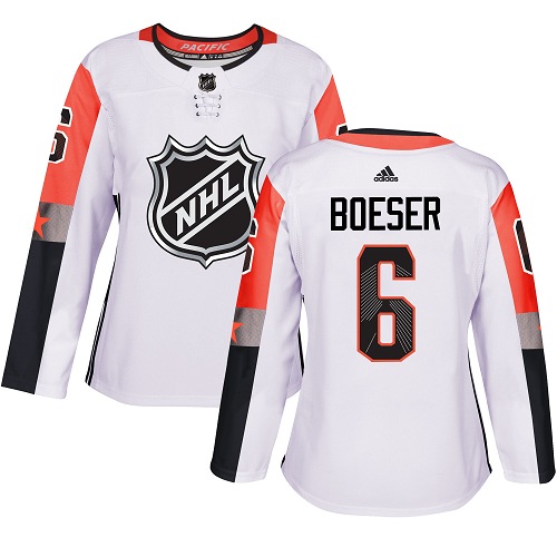 Adidas Vancouver Canucks #6 Brock Boeser White 2018 All-Star Pacific Division Authentic Women's Stitched Jersey Womens