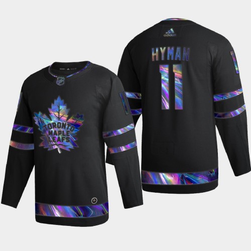 Toronto Maple Toronto Maple Leafs #11 Zach Hyman Men's Iridescent Holographic Collection Jersey - Black Men's