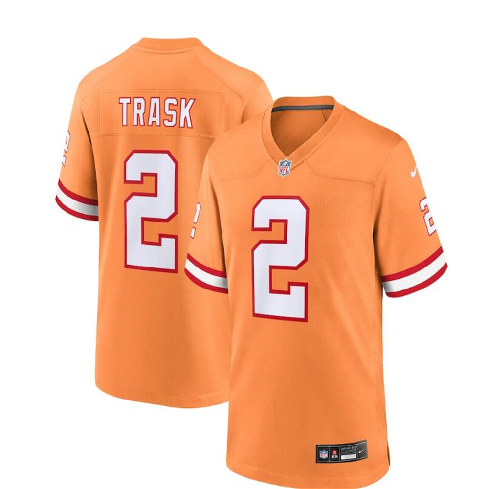 Tampa Bay Buccaneers #2 Kyle Trask Orange Throwback Game Jersey Stitched American Football Jerseys