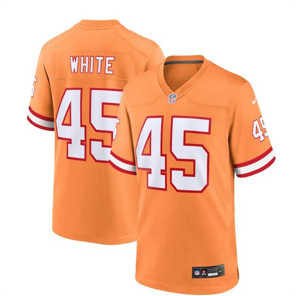 Tampa Bay Buccaneers #45 Devin White Orange Throwback Game Jersey Stitched American Football Jerseys