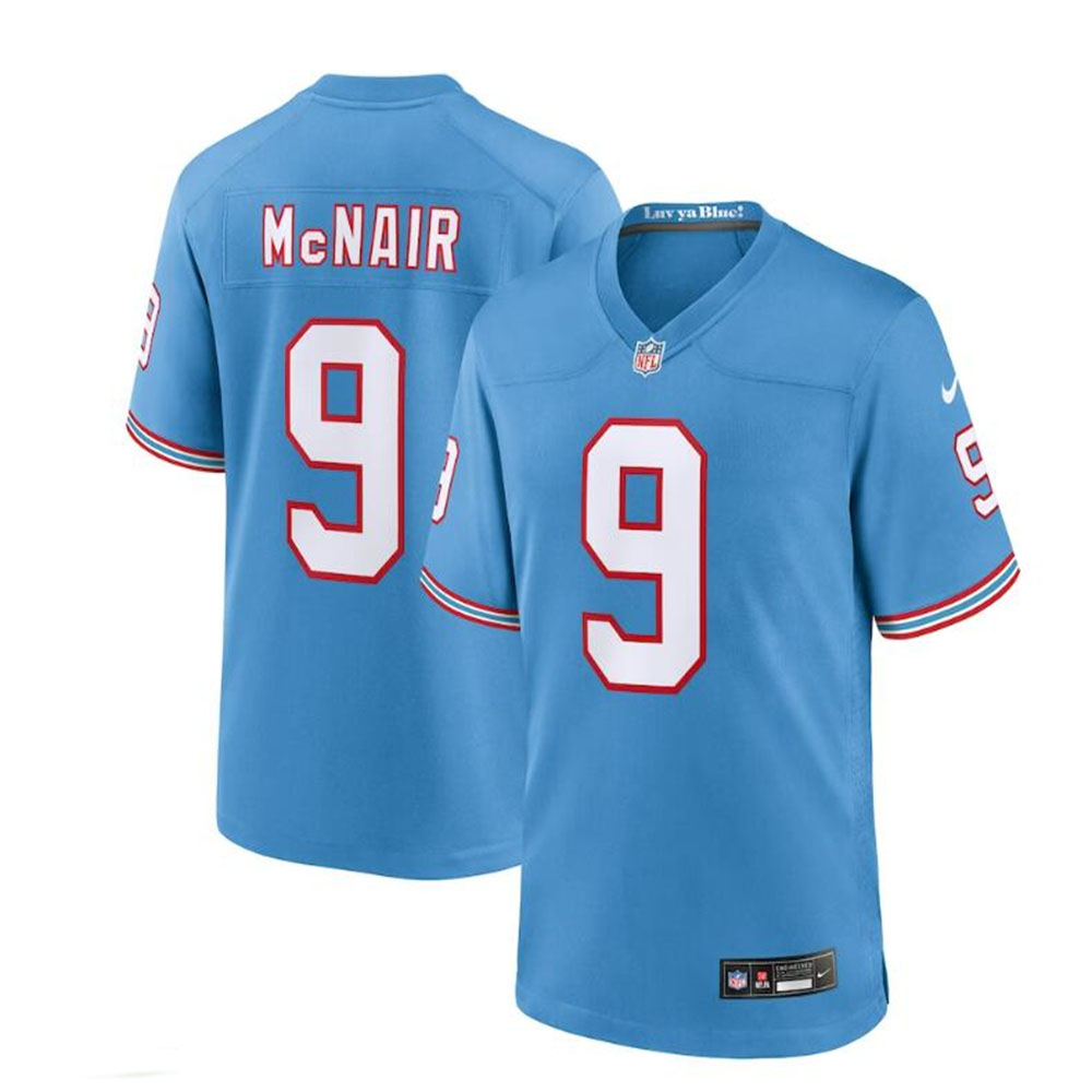 T.Titans #9 Steve McNair Light Blue Oilers Throwback Retired Player Game Jersey Stitched American Football Jerseys