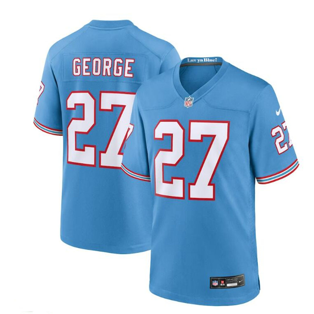 T.Titans #27 Eddie George Light Blue Oilers Throwback Retired Player Game Jersey Stitched American Football Jerseys