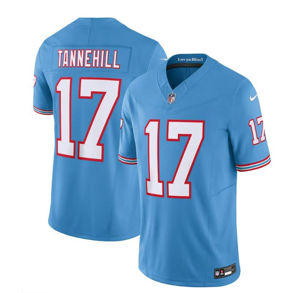 T.Titans #17 Ryan Tannehill Light Blue Oilers Throwback Vapor F.U.S.E. Limited Jersey Stitched American Football Jerseys