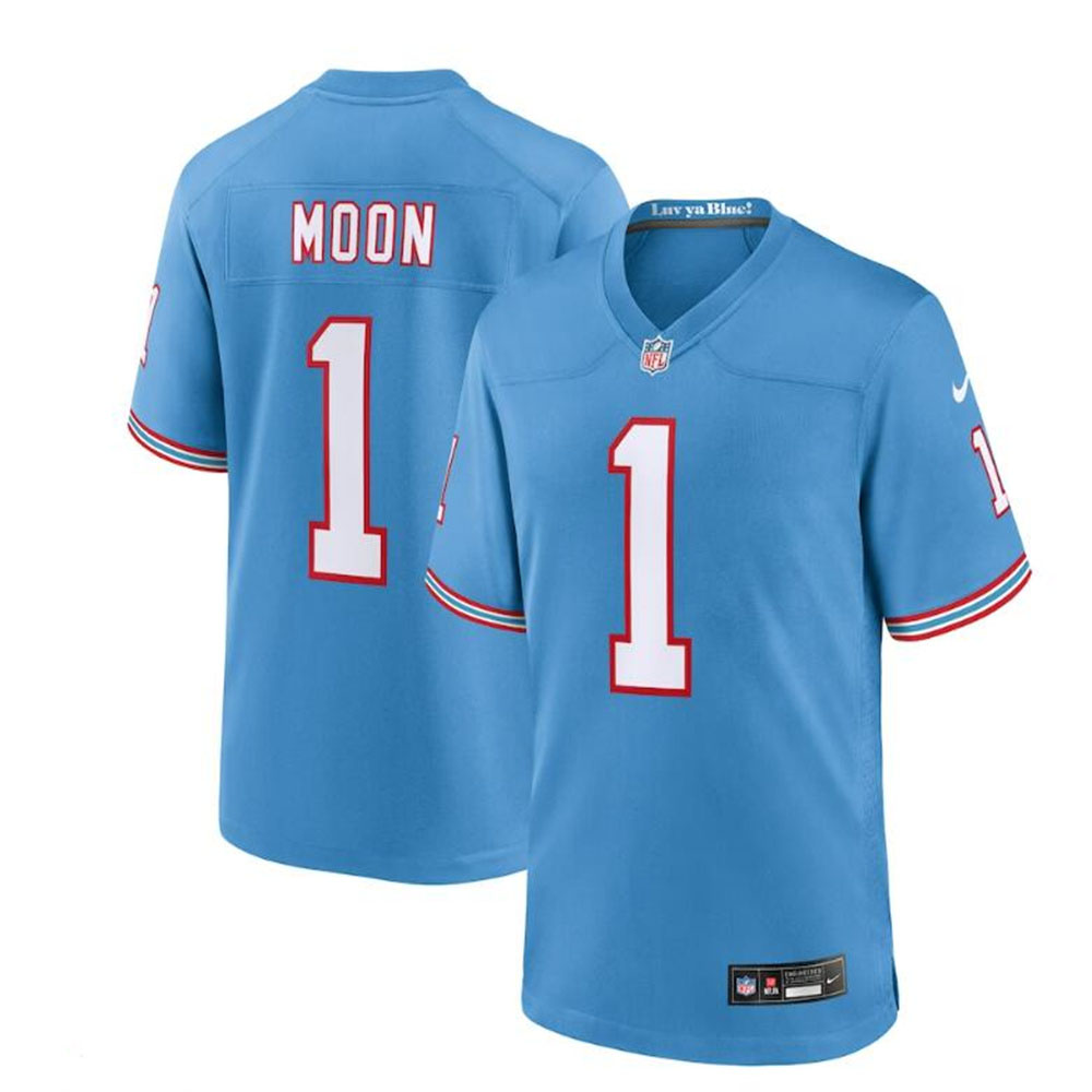 Tennessee Titans #1 Warren Moon Light Blue Oilers Throwback Retired Player Game Jersey Stitched American Football Jerseys