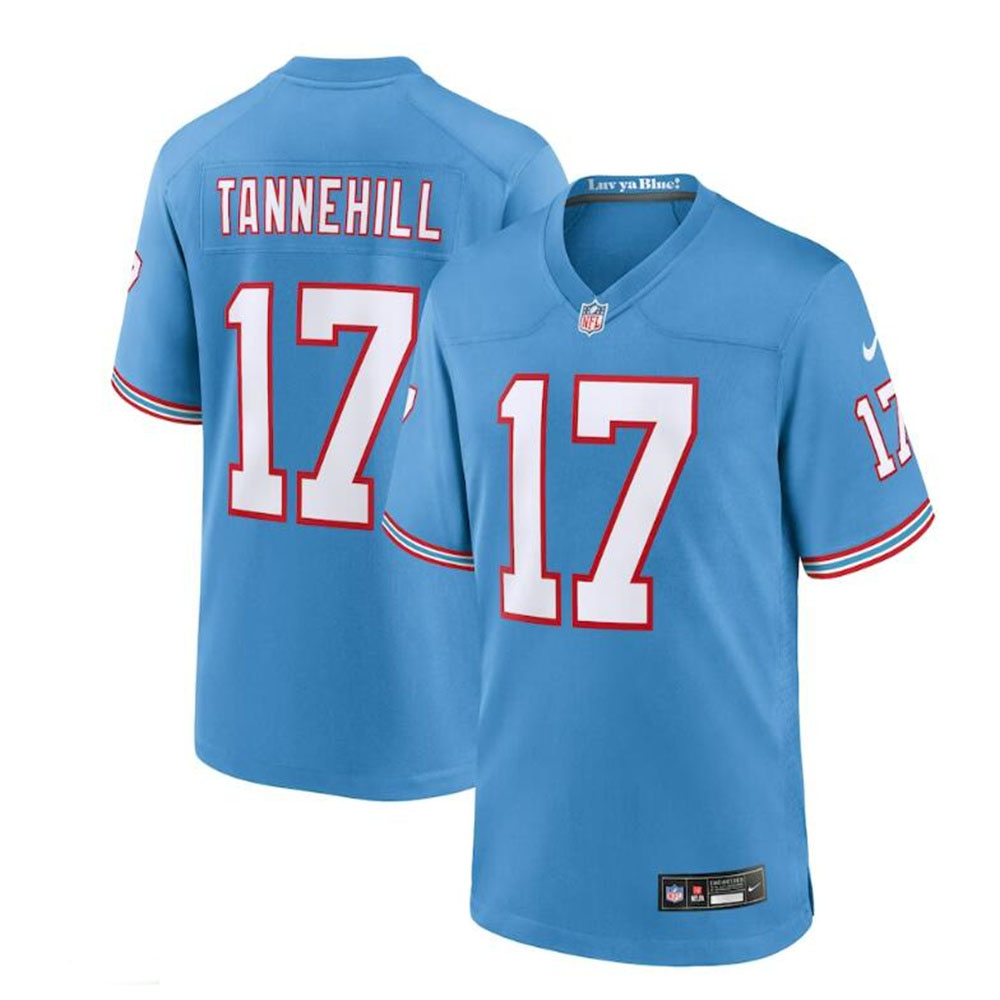 T.Titans #17 Ryan Tannehill Light Blue Oilers Throwback Alternate Game Player Jersey Stitched American Football Jerseys