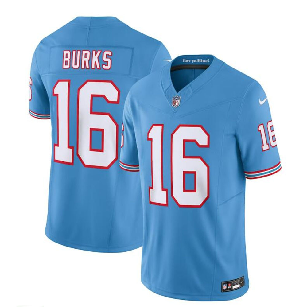 Tennessee Titans #16 Treylon Burks Light Blue Oilers Throwback Vapor F.U.S.E. Limited Jersey Stitched American Football Jerseys