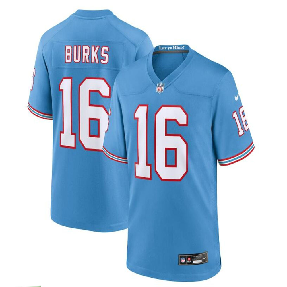 T.Titans #16 Treylon Burks Light Blue Oilers Throwback Alternate Game Player Jersey Stitched American Football Jerseys