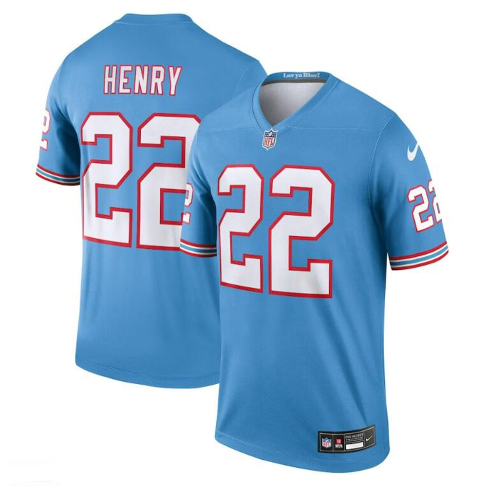 T.Titans #22 Derrick Henry  Light Blue Oilers Throwback Legend Player Jersey Stitched American Football Jerseys