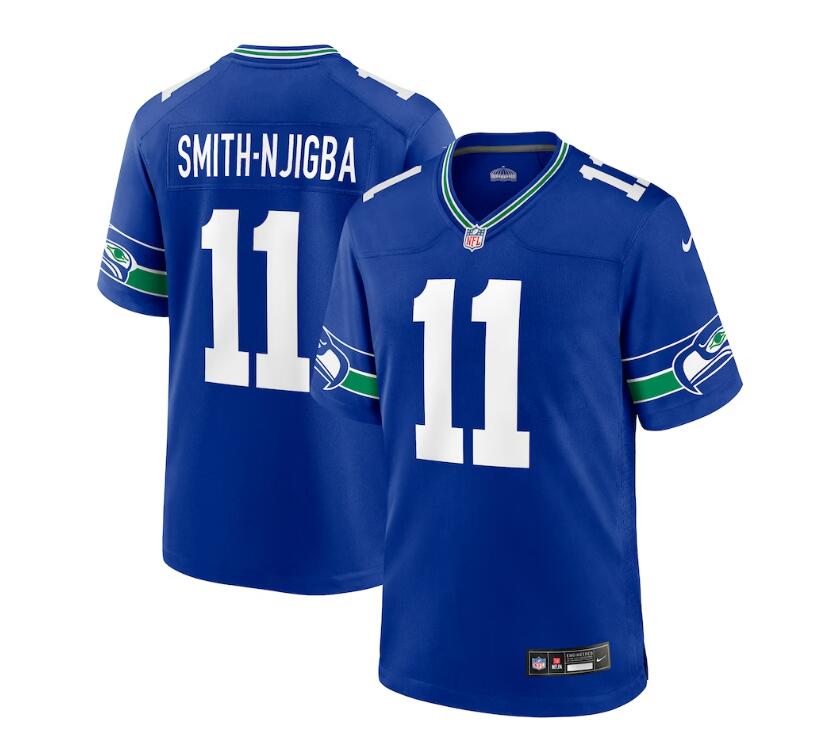 S.Seahawks #11 Jaxon Smith-Njigba Throwback Player Game Jersey - Royal Stitched American Football Jerseys
