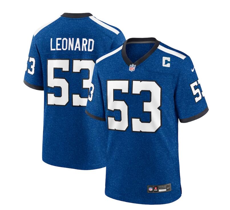IN.Colts #53 Shaquille Leonard Indiana Nights Alternate Game Jersey - Royal Stitched American Football Jerseys