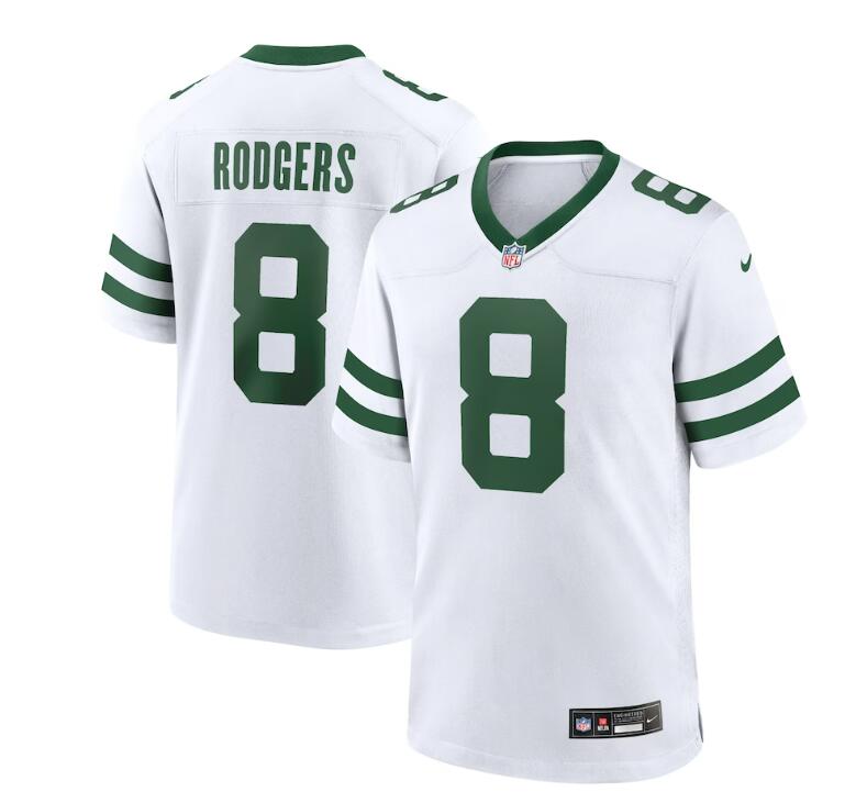 NY.Jets #8 Aaron Rodgers White Legacy Vapor F.U.S.E. Limited Jersey Stitched American Football Jerseys