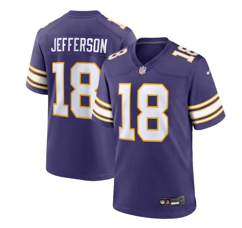 MN.Vikings #18 Justin Jefferson Classic Player Game Jersey - Purple Stitched American Football Jerseys